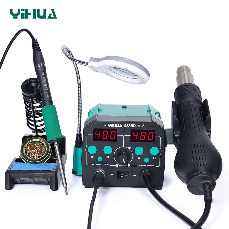 محطة لحام YIHUA 938BD-III بقوة - مراجعة Hot Air Rework Station T12 وسعره